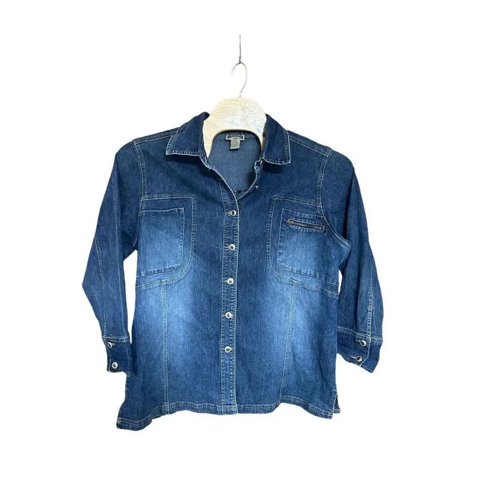 Shaver Lake 20W Button-Up and Zipper Pockets Denim Jeans Shirt Jacket
